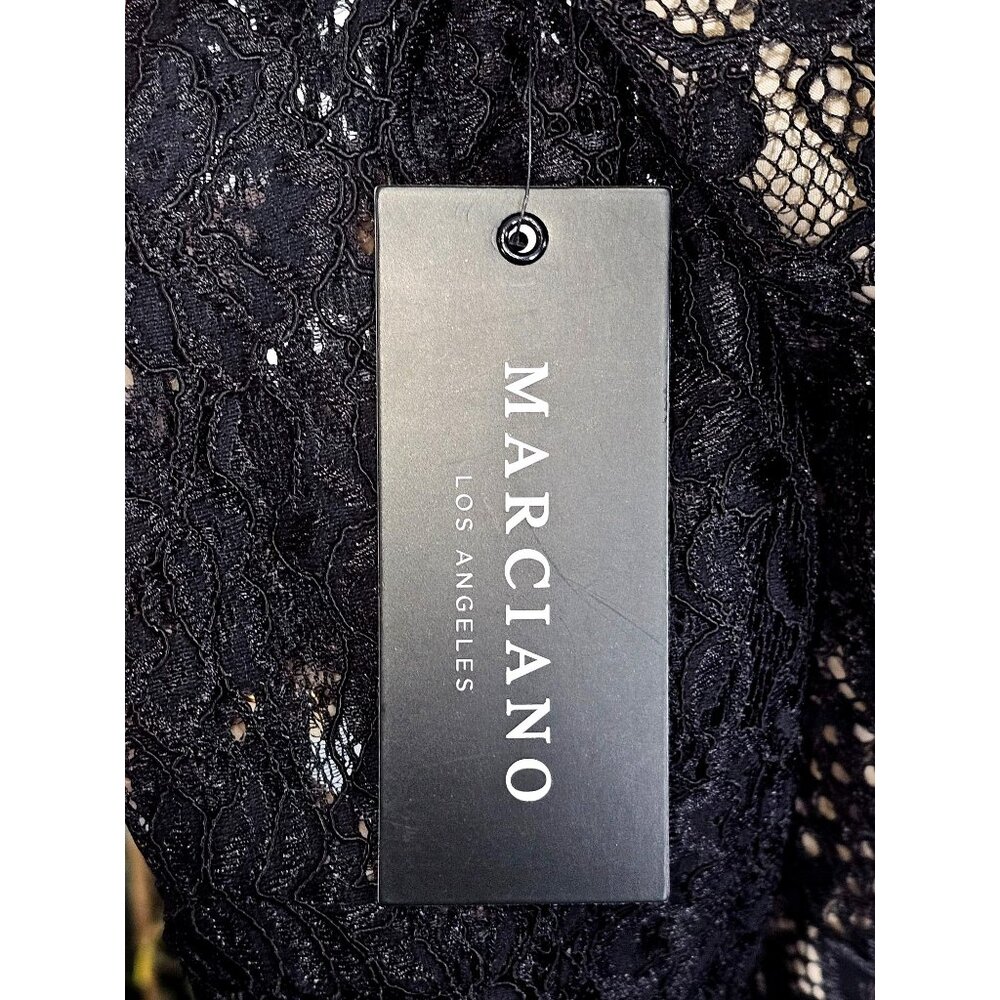 NWT Marciano Women's Black Nylon Enchant Lace Long Sleeve Dress Size Large 1750 - Picture 12 of 15